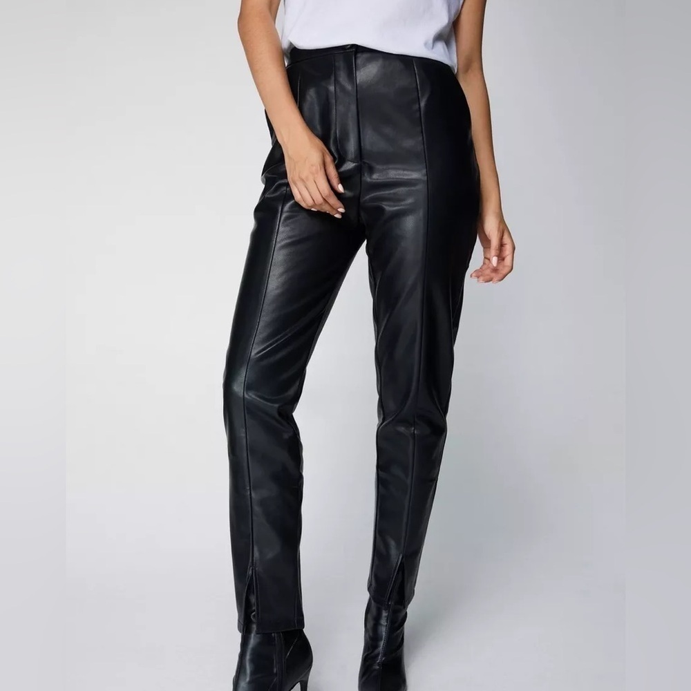 Nasty Gal Faux Leather Solit Front Plant - US 2